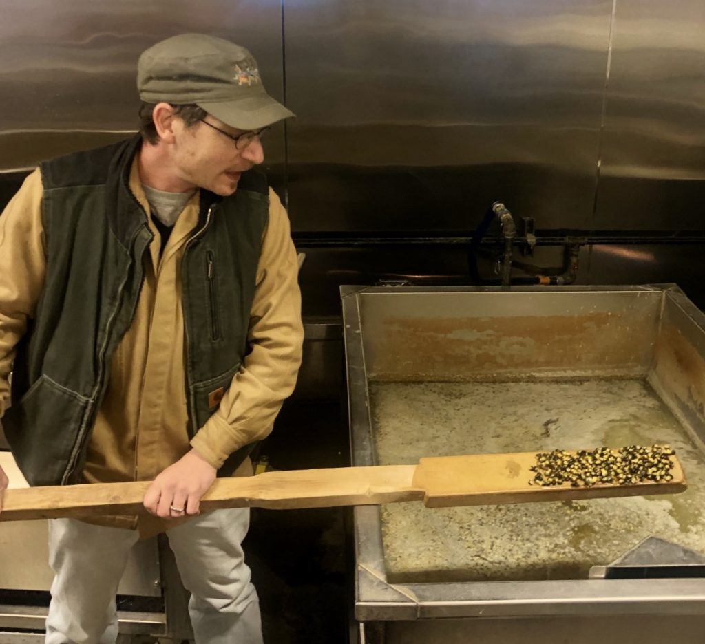 Mixing and cooking the corn