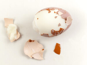 Photo of hard boiled egg not peeling correctly.