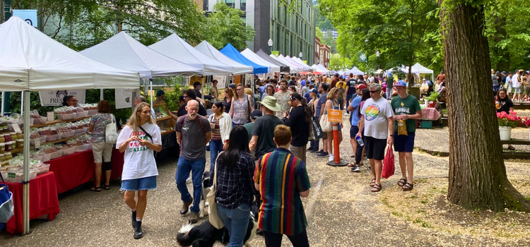 photo of shoppers at a farmers market