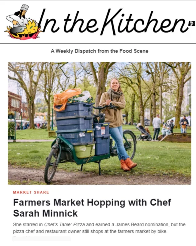 Read about her go-to vendors at PSU Farmers Market & how she hauls up to 500 lbs of seasonal bounty on her e-bike every Sat! 
LINK IN BIO 
A big thanks to Sarah and Portland Monthly for spotlighting the market - we appreciate you!