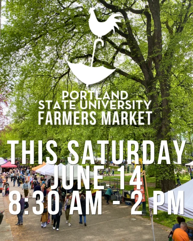 We're open with an ever-so-slightly modified map to accommodate PSU events!

This Saturday, Portland State University is hosting two graduation ceremonies for its School of Business, which will take place during our market operating hours. 

Join us in extending heartfelt congratulations to all the PSU graduates!

To make room for ceremony attendees and minimize disruptions for shoppers, vendors who are typically located in front of the Viking Pavilion will be relocated to the nearby spots:
🥬Sunrise Organic Farm will be in front of Shattuck Hall to the south of Gathering Together Farm.
🍪Orange & Blossom will be to the north of Gathering Together Farm near SW College.
The following vendors will be on the diagonal walkway across from the Viking Pavilion:
😀Simply Sol Farm
🍞Robyn's Craft Bakehouse
😃Native Candy
🥓Campfire Farm
😃Blue Bully Pepper Sauce
🥣Good Day Granola
🥛aMYLK 
🧀Vtopian Artisan Cheeses
🍄Mindful Mushrooms

Swipe to see a map of the modified layout. 

We hope you visit the market to support the over 120 small farm and food businesses on Saturday!