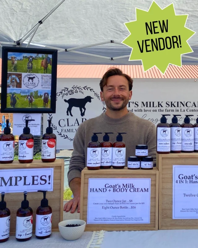 Welcome Clark Family Farm to King Farmers Market!
Clark Family Farm is a small, family-run farm in La Center, Washington. They specialize in goat's milk body products (such as lotion, body wash & face cream), with a focus on the care and well-being of all their working and rescue animals who live on the farm.
All the milk used in their products comes directly from their happy goats, raised and loved on their farm.
In each jar and bottle, you'll find simple, all-natural ingredients that are good for your skin and the earth. Their products have helped customers who have struggled with a range of skin issues, including acne, rosacea, eczema, and dermatitis. They are proud to share the gift of happy, healthy skin. 
Clark Family Farm will be at King Farmers Market this Sunday and monthly throughout the season. They will also be popping up at the PSU Farmers Market on occasion.🐐

King Farmers Market 
Sundays, 10 am - 2 pm
Located at NE 7th & Wygant