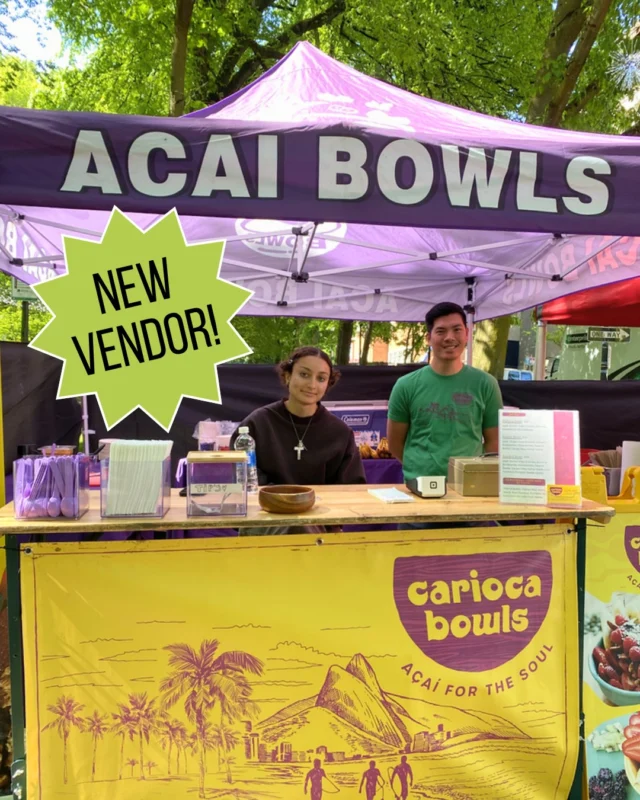 Experience a delicious açaí bowl from Carioca Bowl, now available at the Shemanski Park Farmers Market.

Their handcrafted bowls are made-to-order with organic, fair-trade, and sustainably harvested frozen açaí berry puree, topped with local granola, fresh fruit, nut butters, and other specialty ingredients. They make a great light meal or a refreshing mid-day snack on a warm day!

You can find Carioca Bowl weekly at the Shemanski Park Farmers Market, as well as at the PSU and King Farmers Markets.

Shemanski Park Farmers Market
SW Park & Main
Wednesdays, 10 am - 2 pm